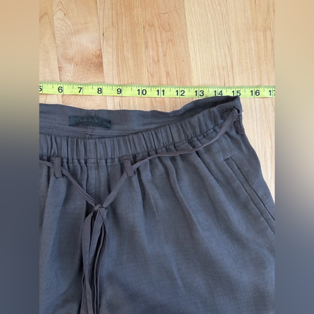 The Row Linen Blend Wide Leg Cropped Culotte Pants Drawstring Waist Small - Picture 2 of 11